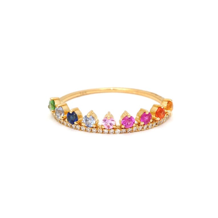 Amazing Grace RINGS Pave Diamond Band Rainbow Crown Ring