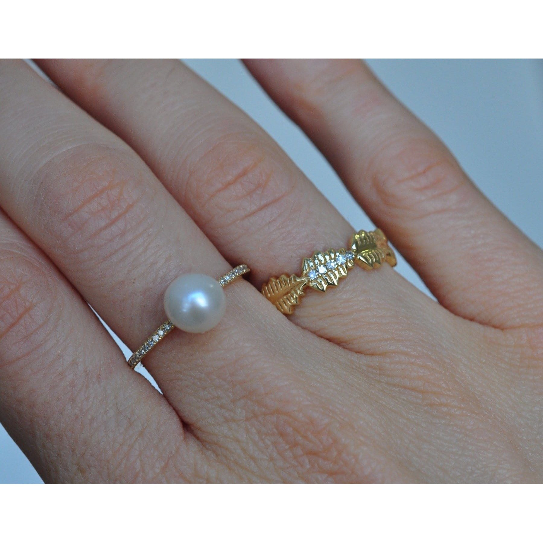 Lee Jones RINGS Pearl Pave Diamond 14K Ring