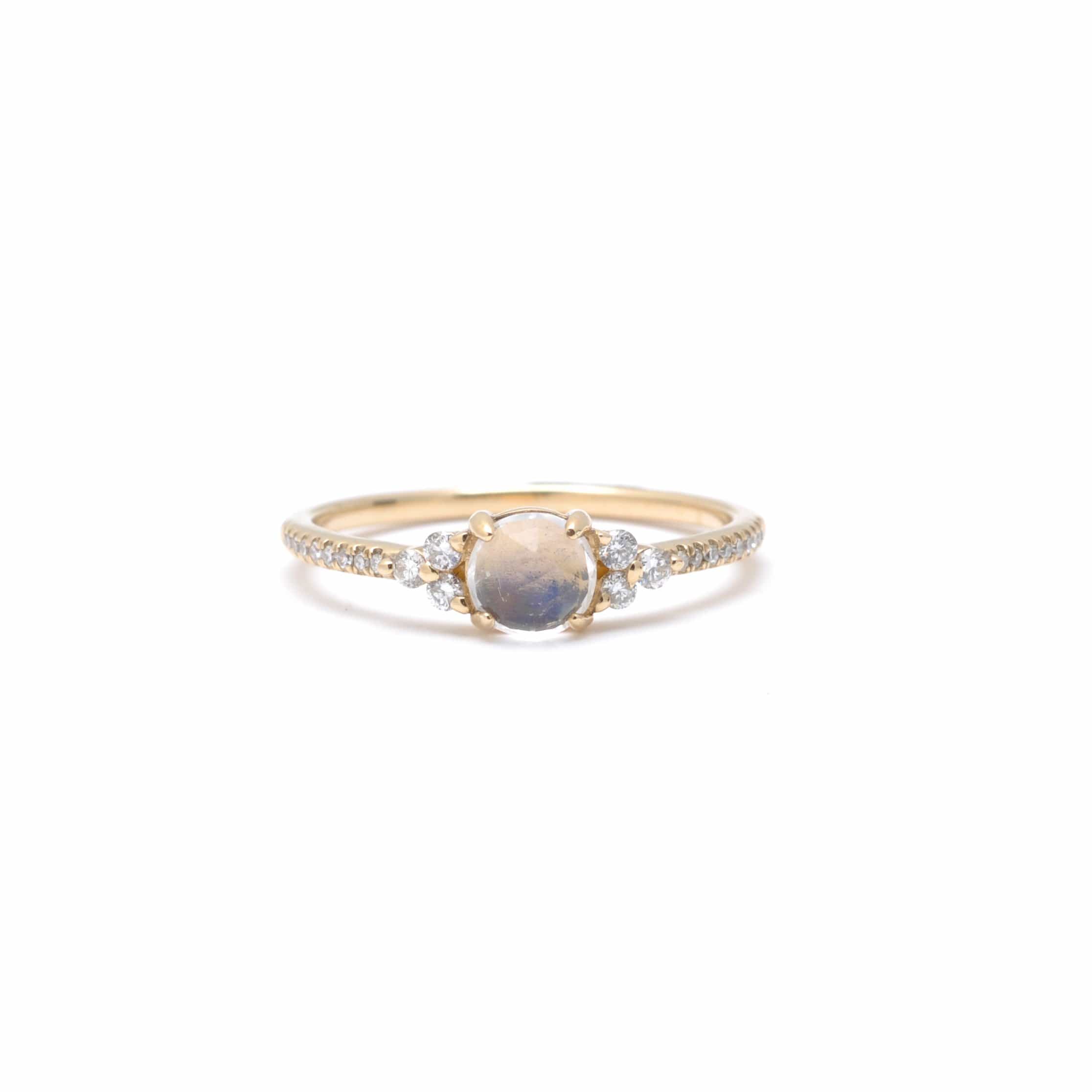 Amazing Grace RINGS Rainbow Moonstone Diamond Cluster Ring