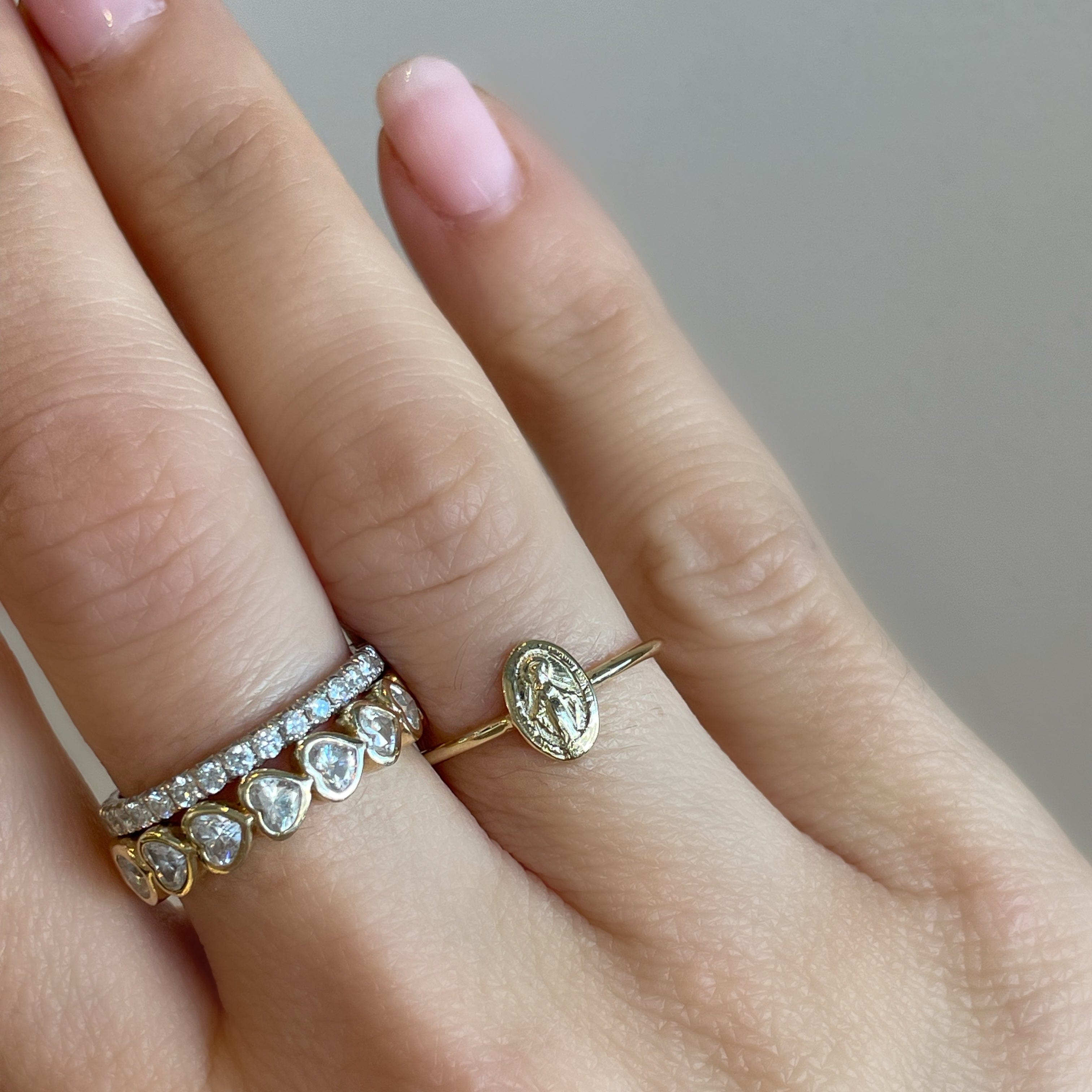 Charlie and Marcelle RINGS Tiny Miraculous Medal Ring