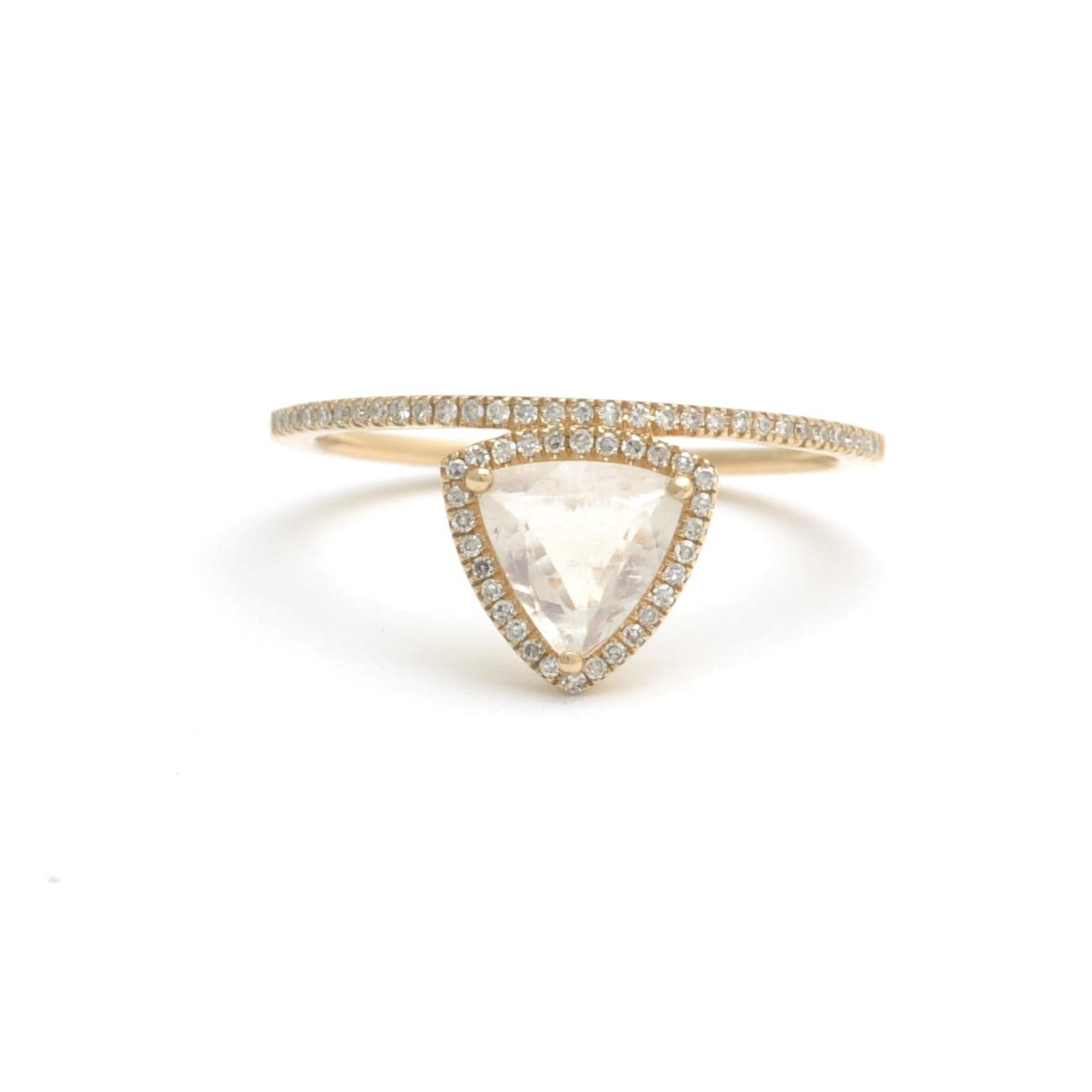 Amazing Grace RINGS Trillion Cut Moonstone Diamond Yellow Gold Ring