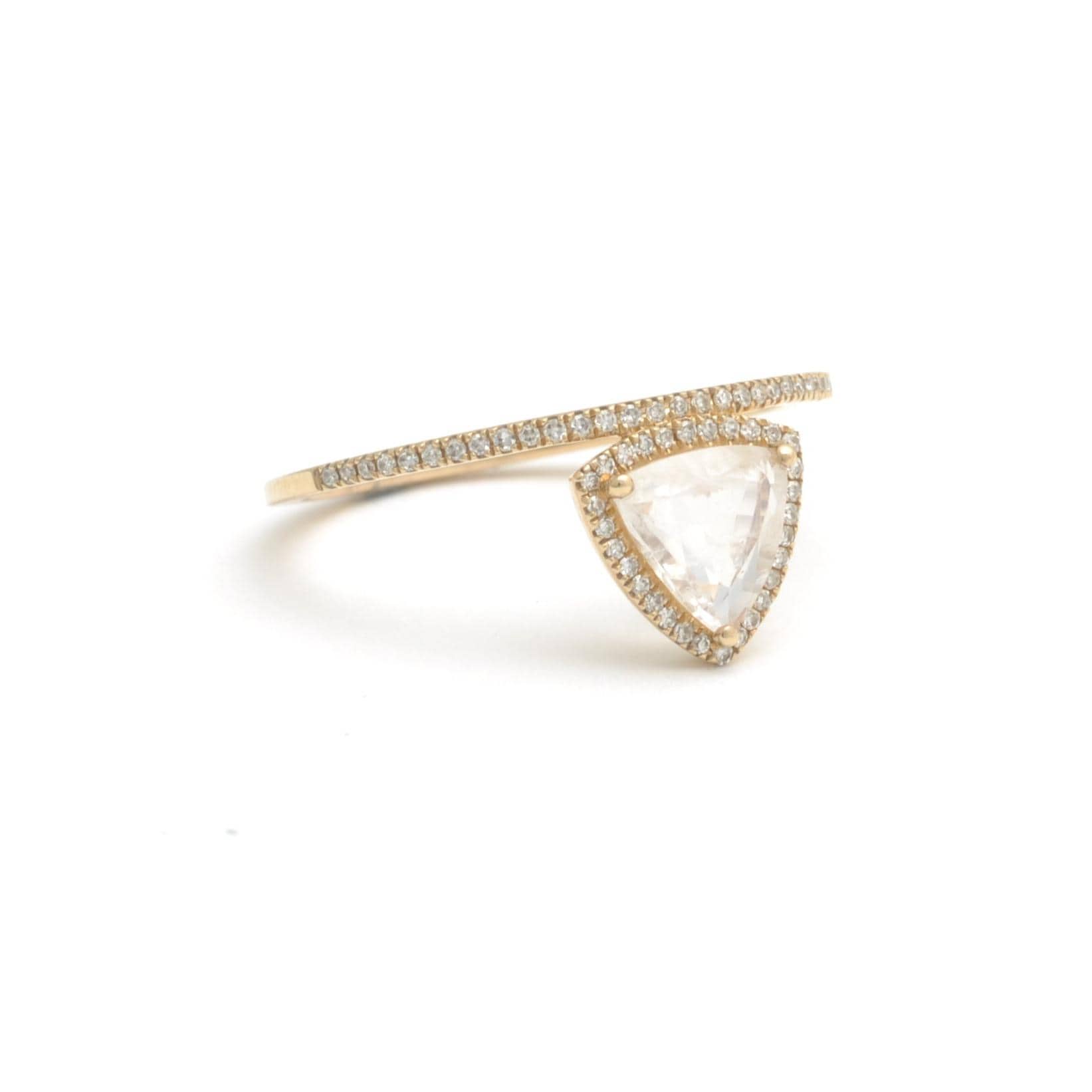Amazing Grace RINGS Trillion Cut Moonstone Diamond Yellow Gold Ring
