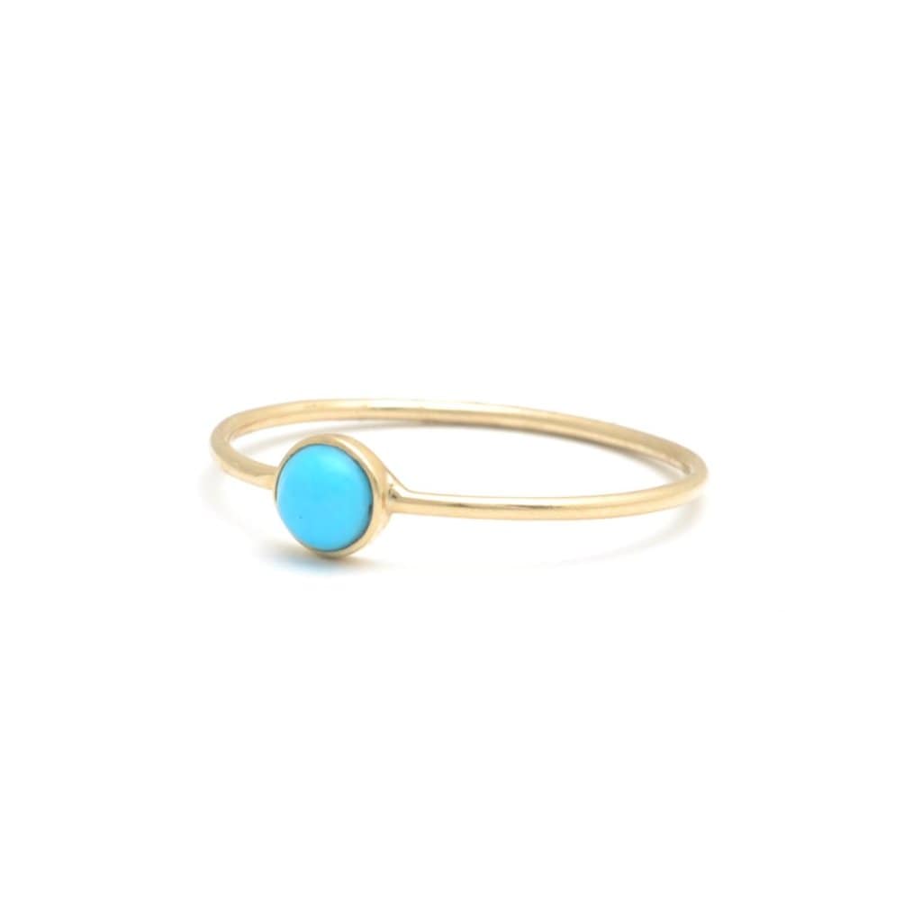 CAITLIN NICOLE JEWELRY RINGS Turquoise Round Solitaire Gold Bezel Ring