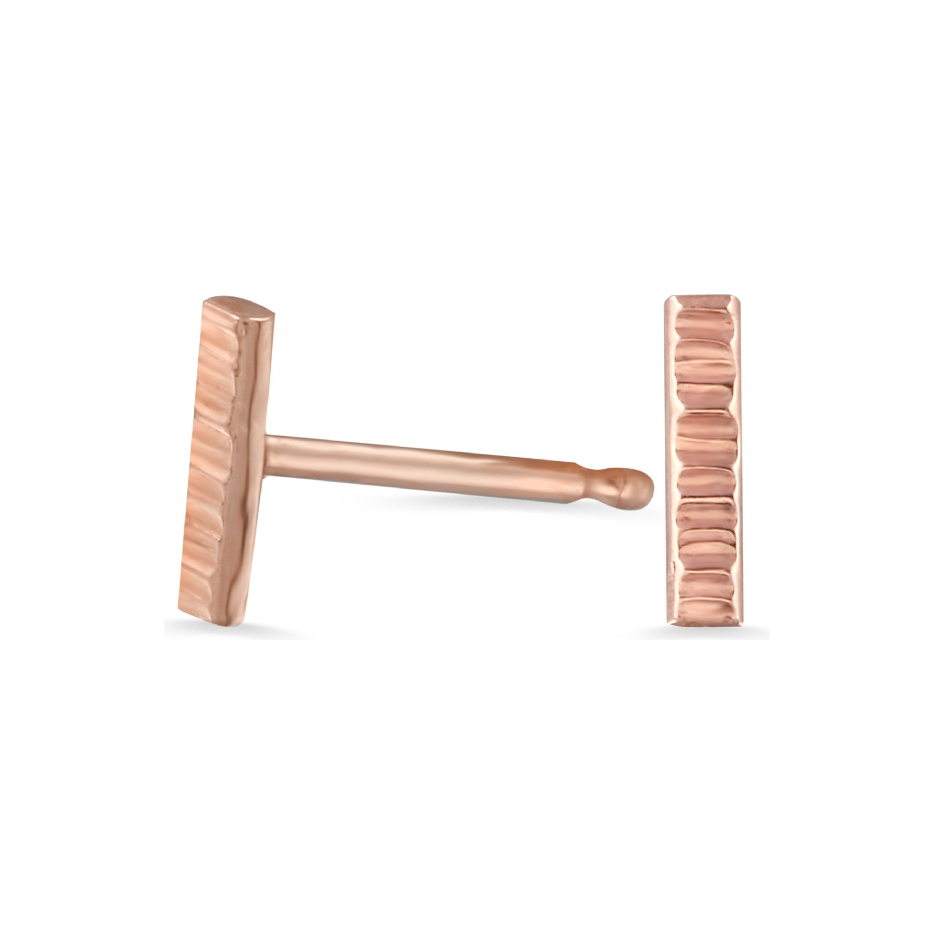 Small Textured Gold Bar Studs