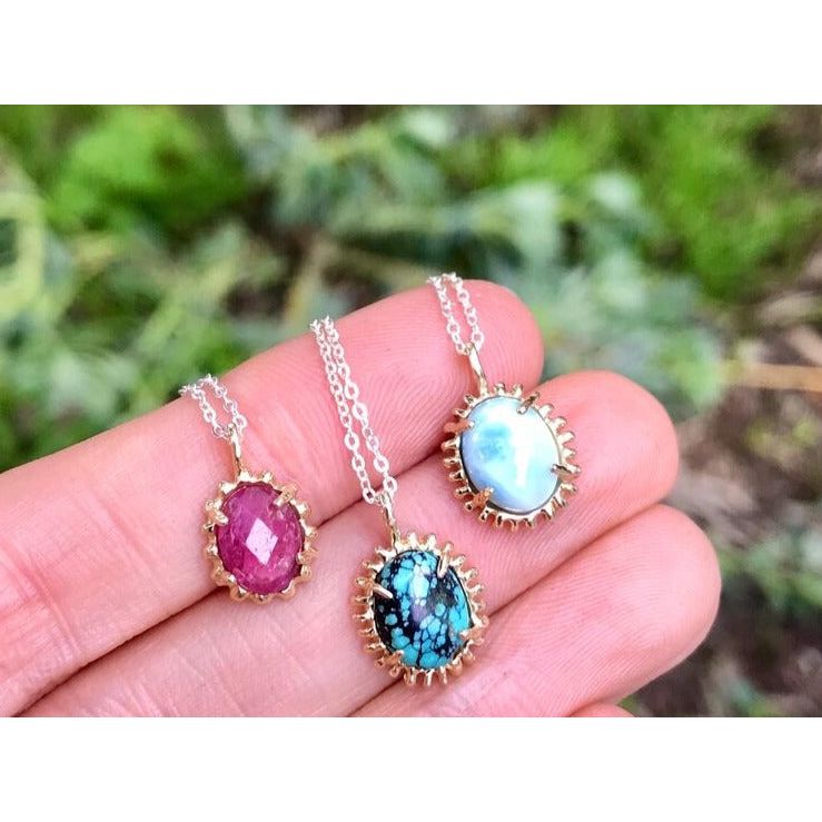 Ruby Solar Flare Charm Necklace