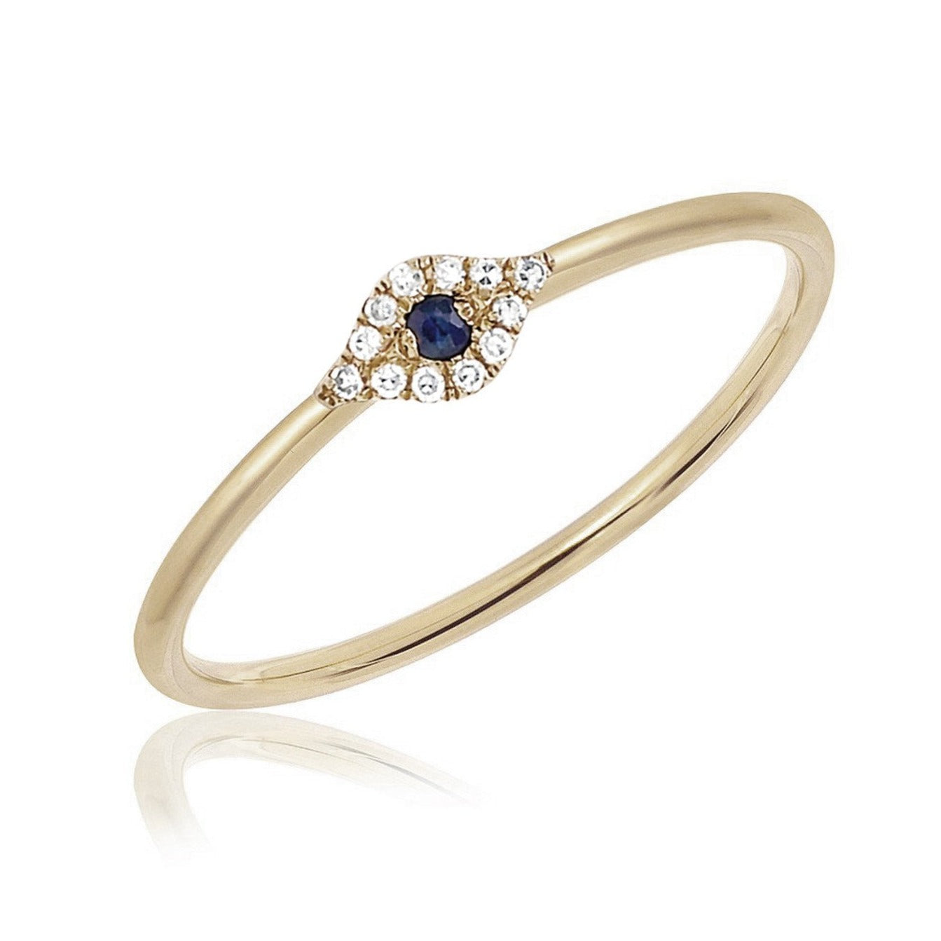 Diamond and Blue Sapphire Evil Eye Ring