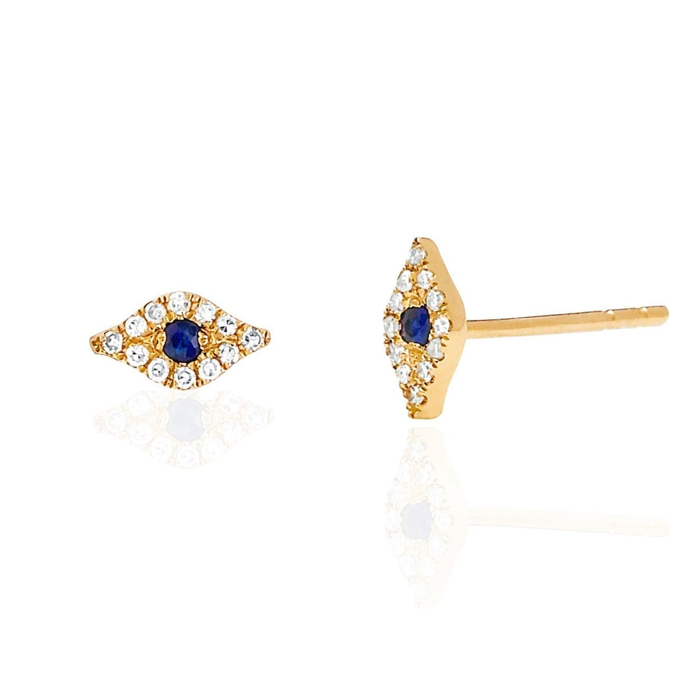 Diamond and Blue Sapphire Evil Eye Studs