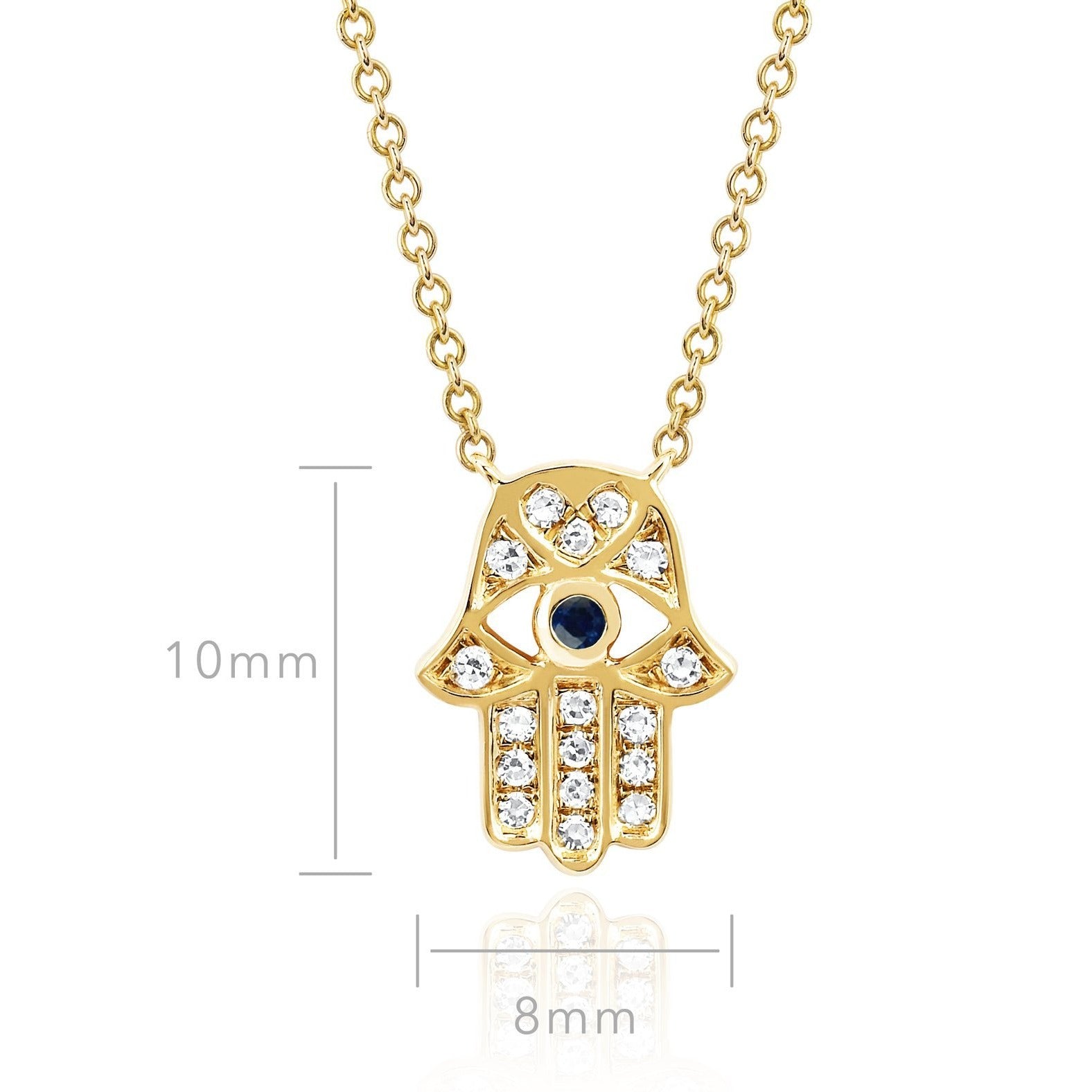Diamond Blue Sapphire Hamsa Necklace
