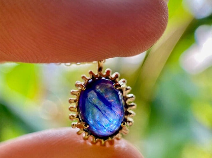 Blue Sapphire Solar Flare Charm Necklace
