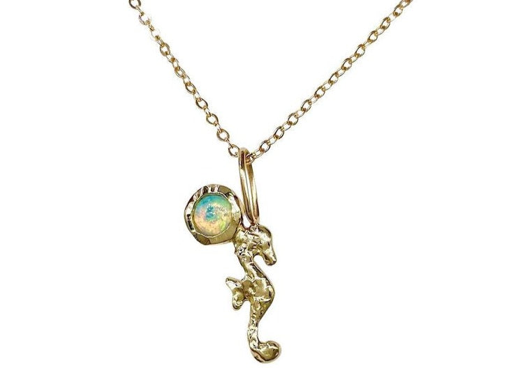 Baby Seahorse with Opal Charm