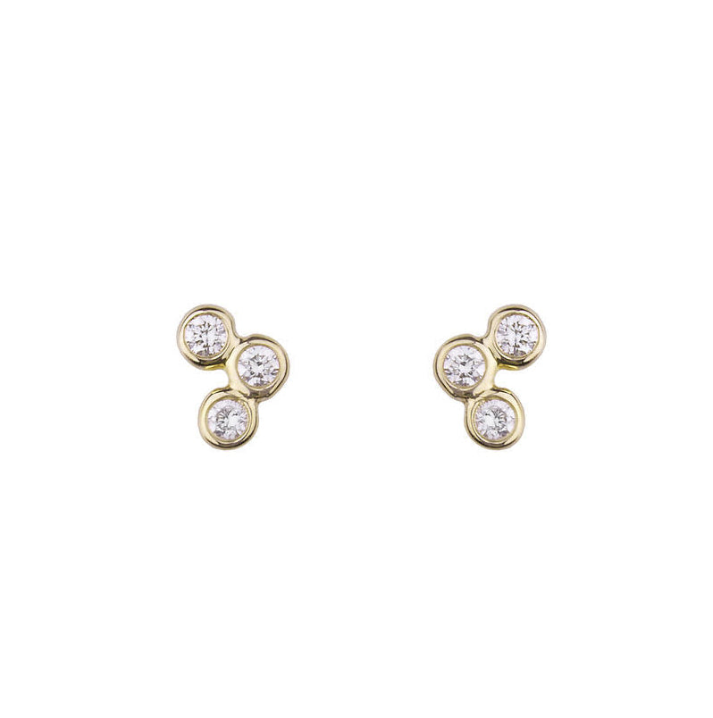 Three Diamond Seed Stud Earrings