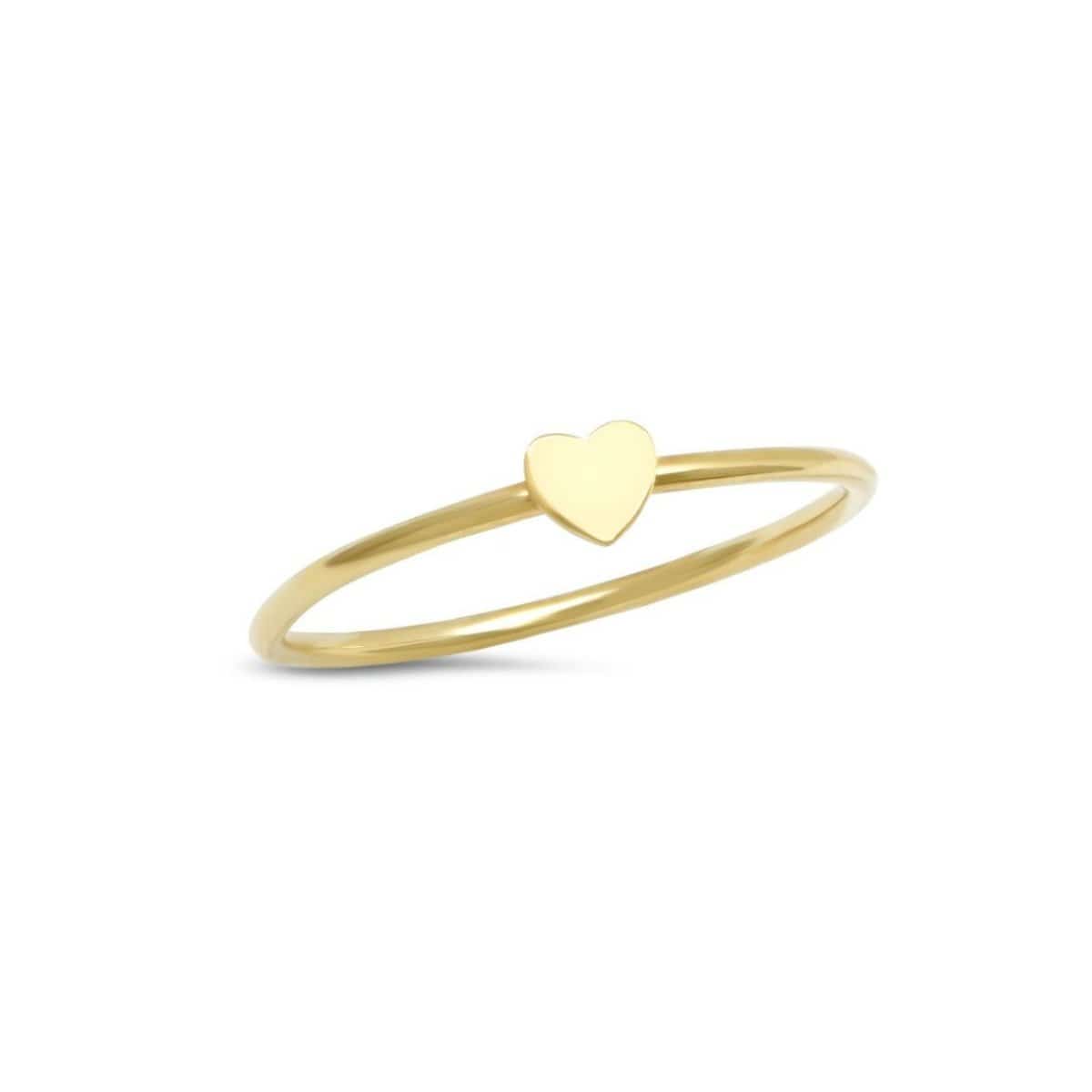 Small Flat Heart Yellow Gold Ring