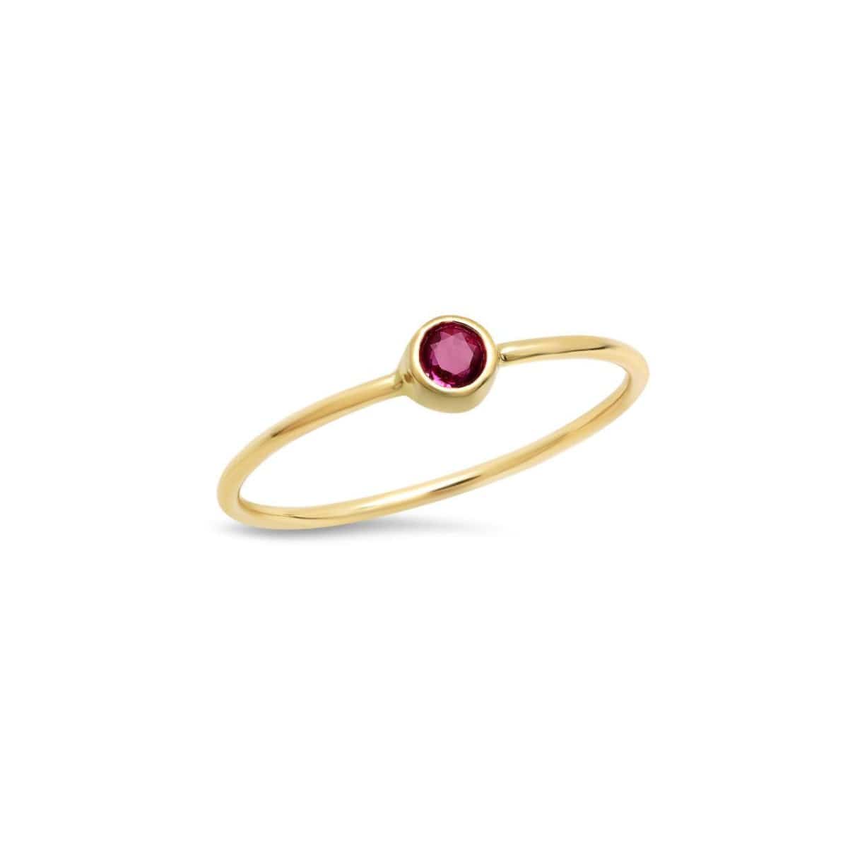 Small Round Ruby Solitaire Gold Ring Caitlin nicole