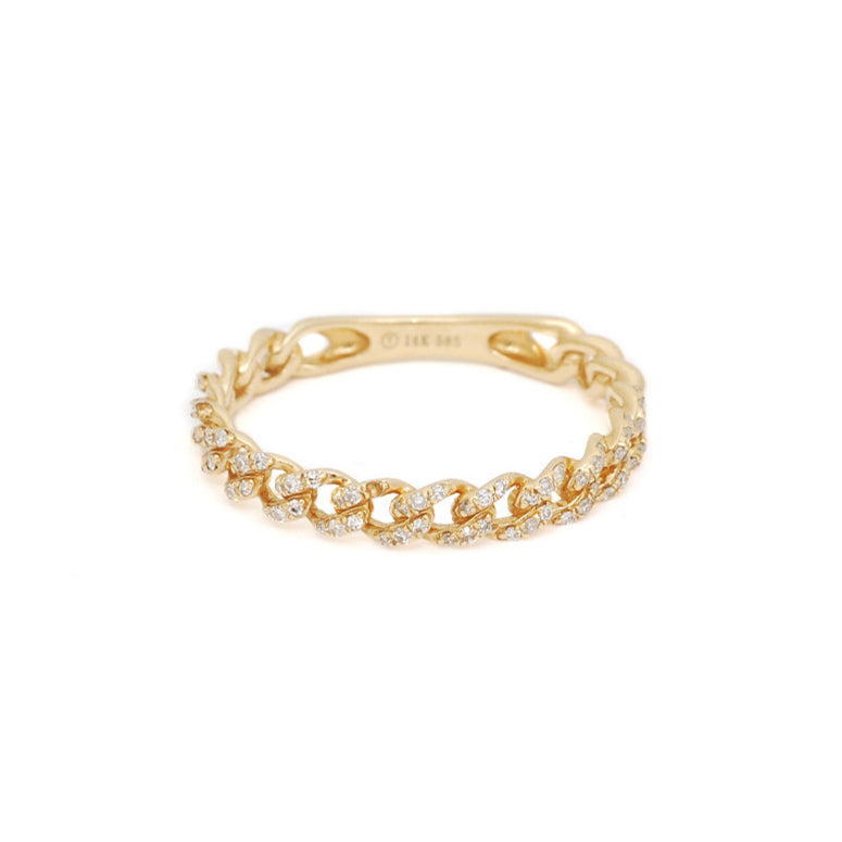 Small Pave Diamond Cuban Link Ring