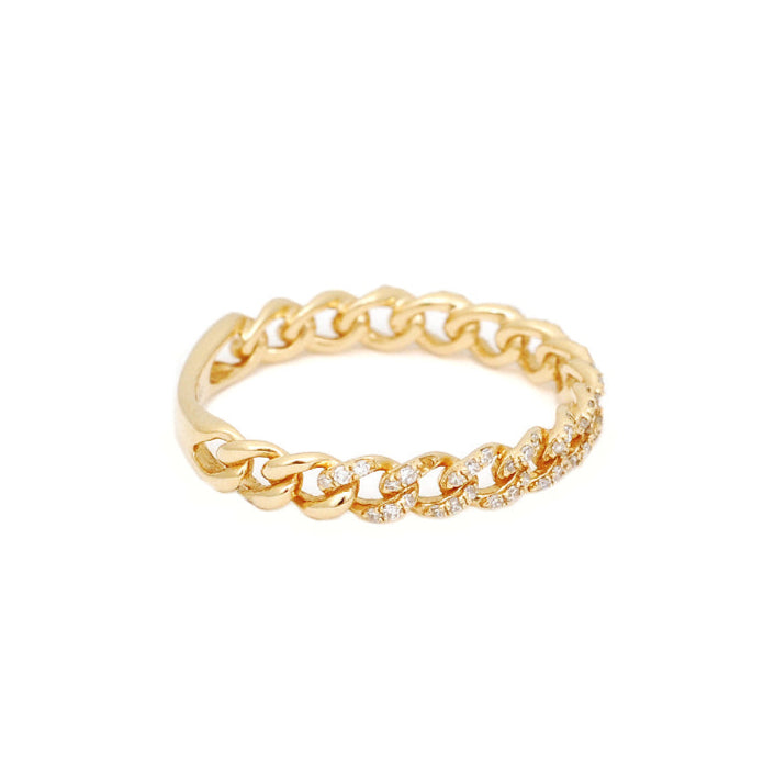 Small Pave Diamond Cuban Link Ring