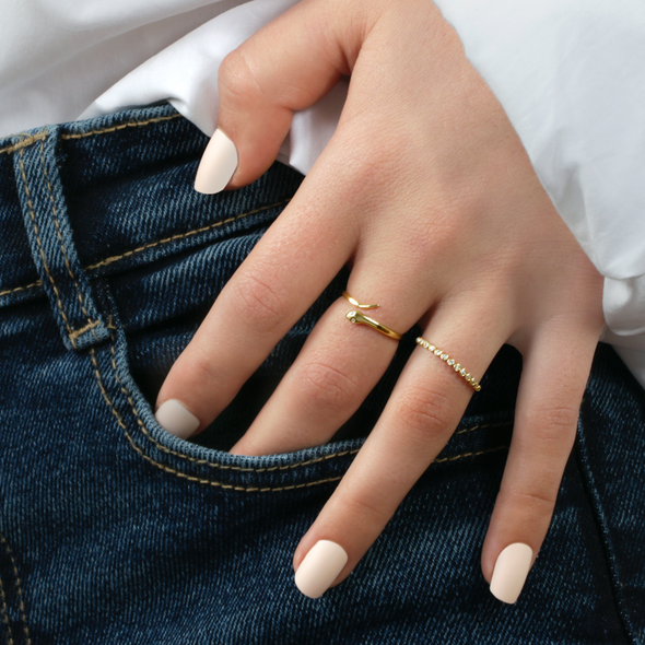 Snake Diamond Eyes Wrap Ring