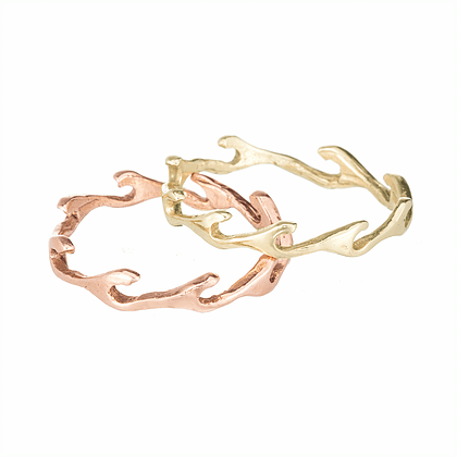 Ocean Waves Yellow Gold Stacking Ring - Curated Los Angeles
