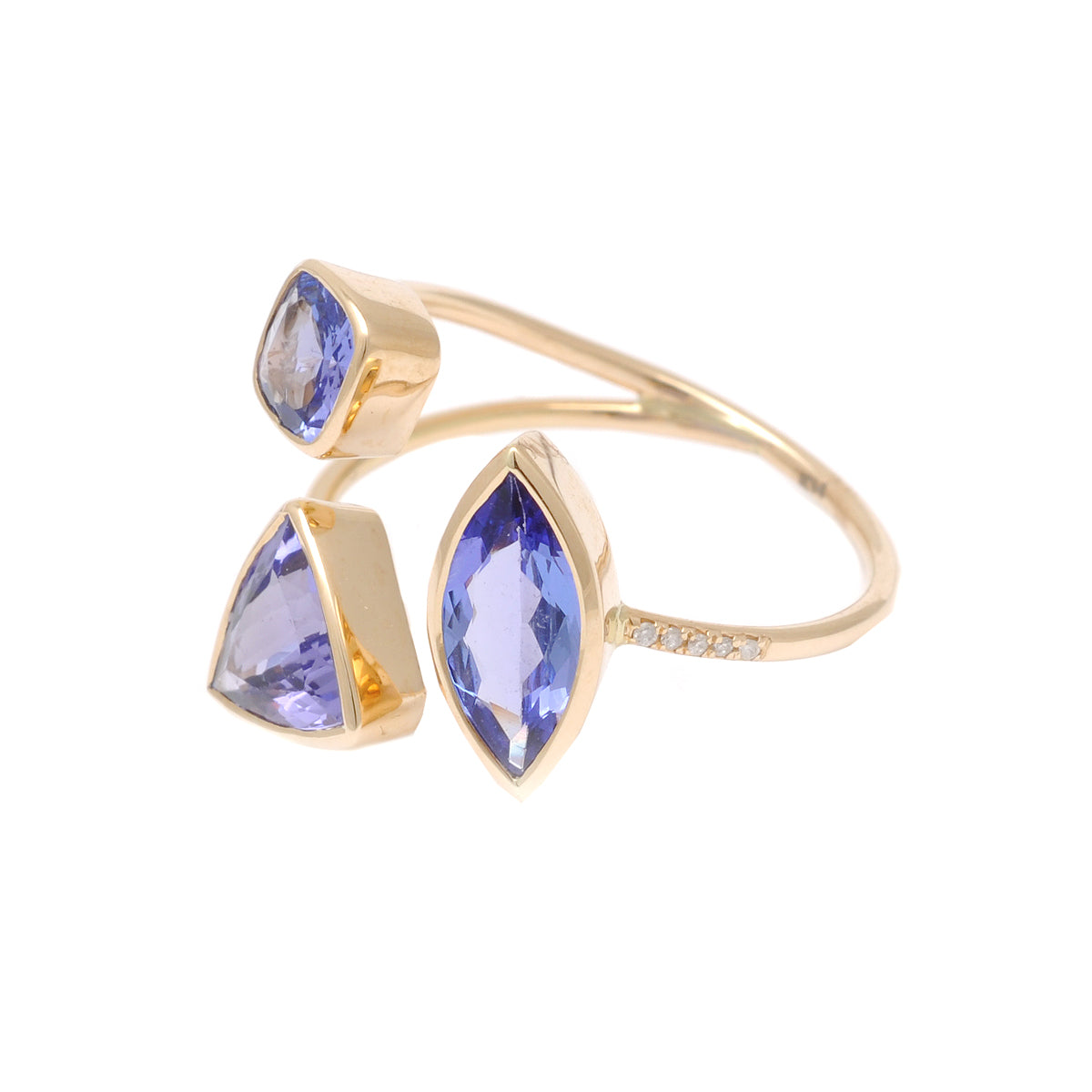 Triple Cuff Tanzanite Diamond Ring