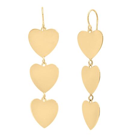Triple Heart Yellow Gold Dangle Earrings Caitlin nicole jewelry