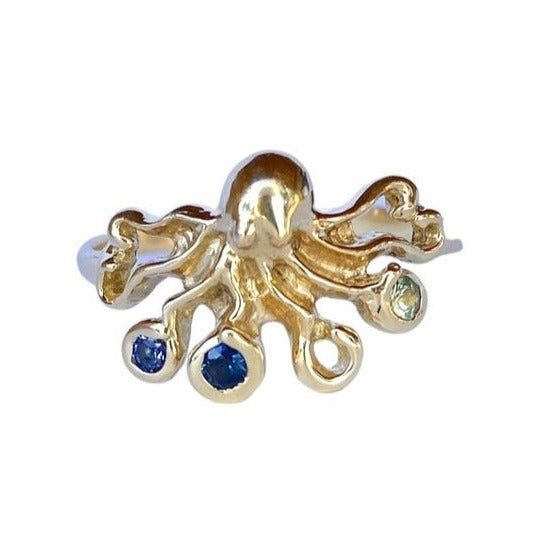 Three Sapphire Octopus Ring
