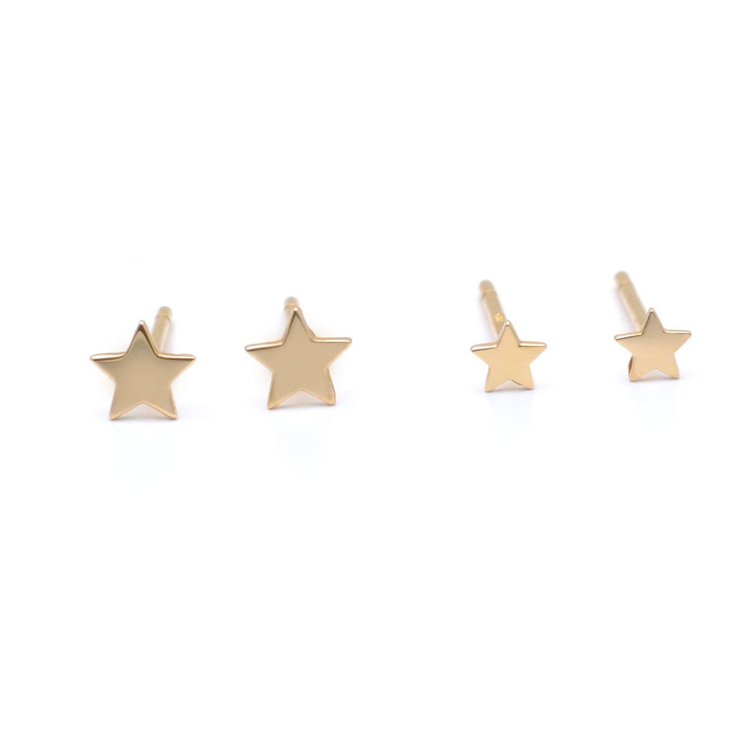 Small and Tiny Star Yellow Gold Studs