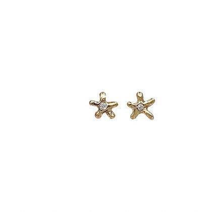 Tiny Starfish Diamond Stud Earrings