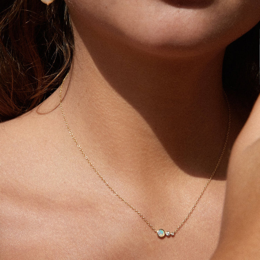 Trio Opal and Graduating Diamond Necklace