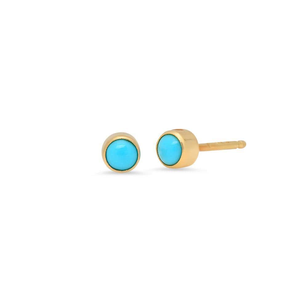 Round Turquoise Yellow Gold Earrings Caitlin Nicole
