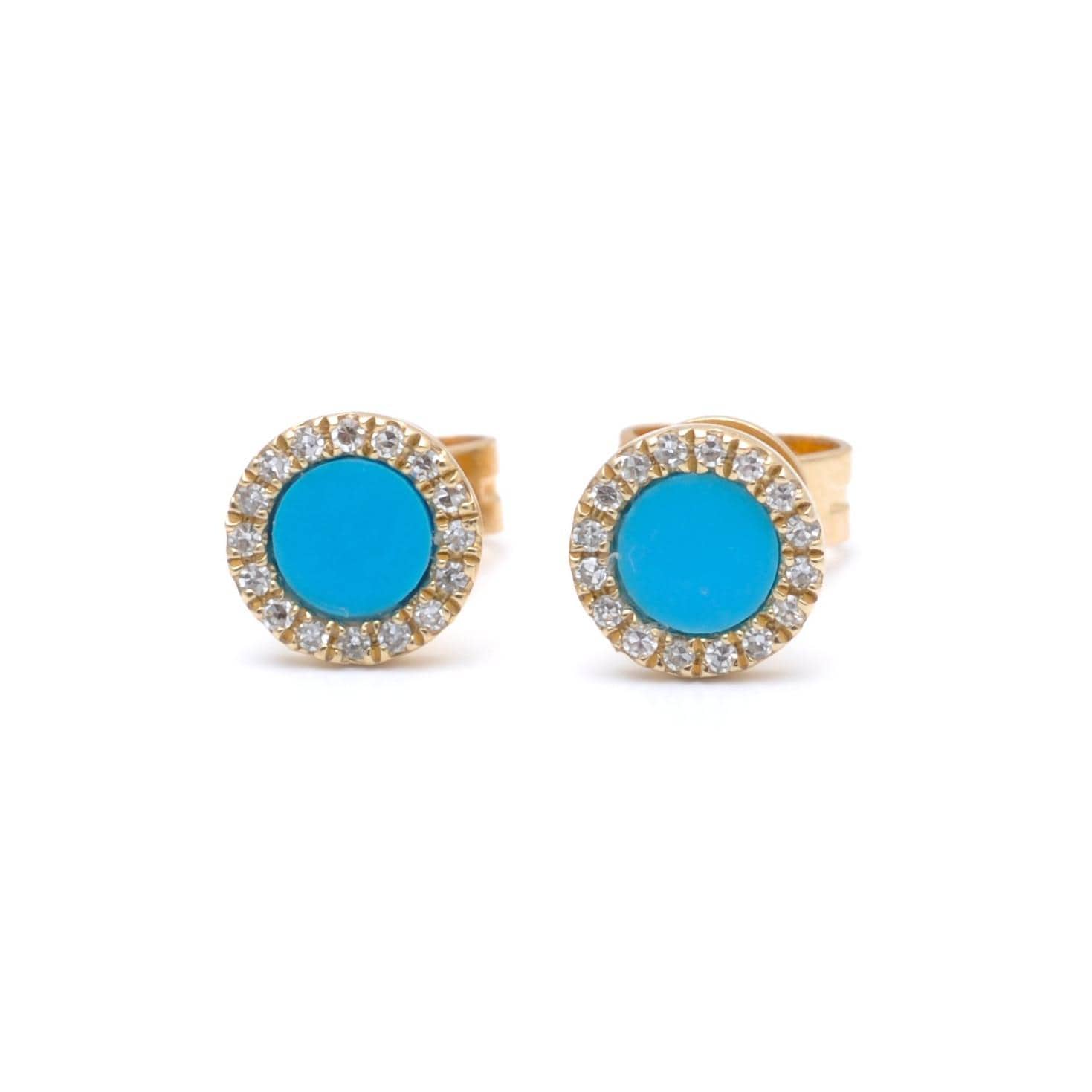 Round Turquoise Diamond Halo Earrings Curated Los Angeles