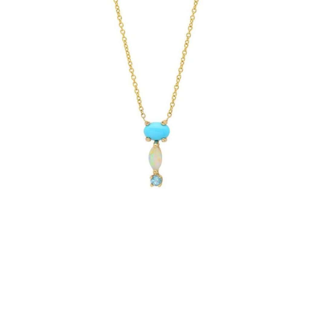 Turquoise Opal Blue Topaz Drop 14k Necklace - Curated Los Angeles
