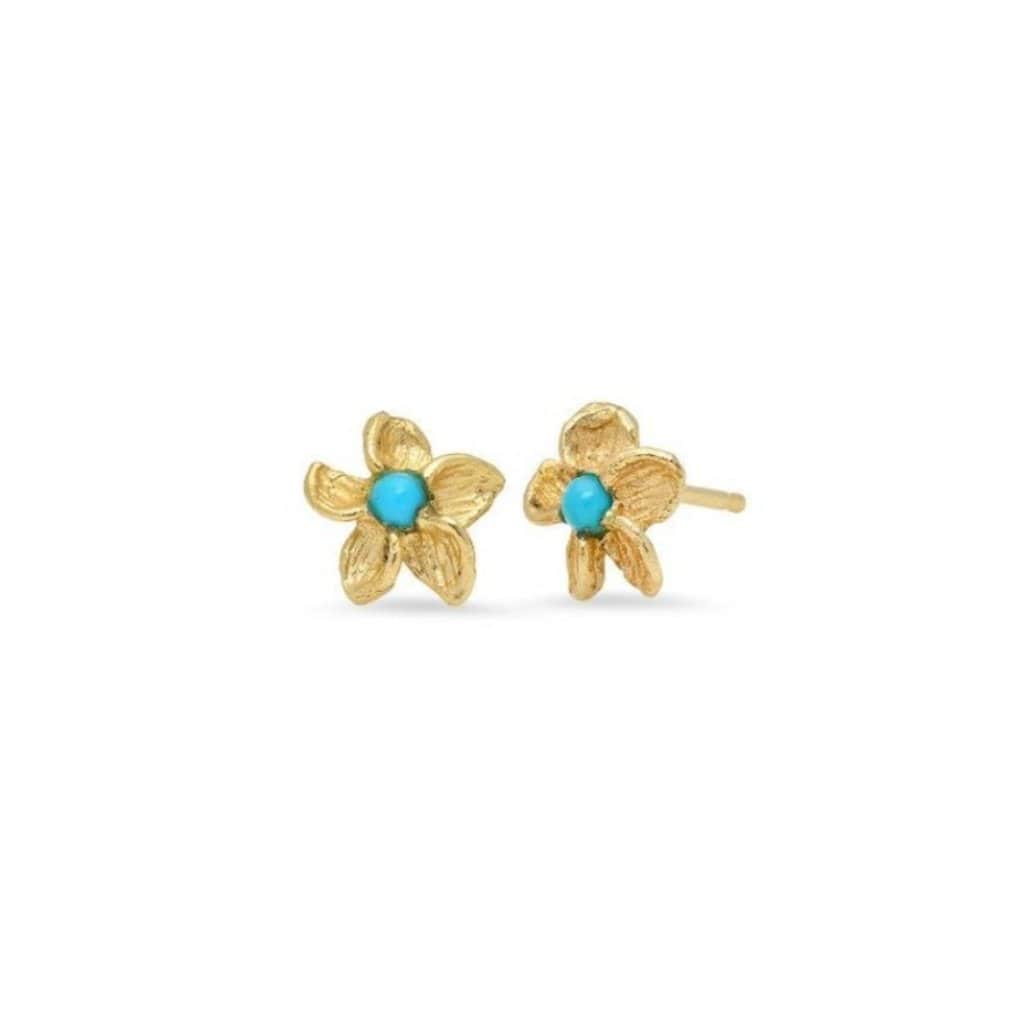 Tropical Flower Turquoise Stud Earrings - Curated Los Angeles