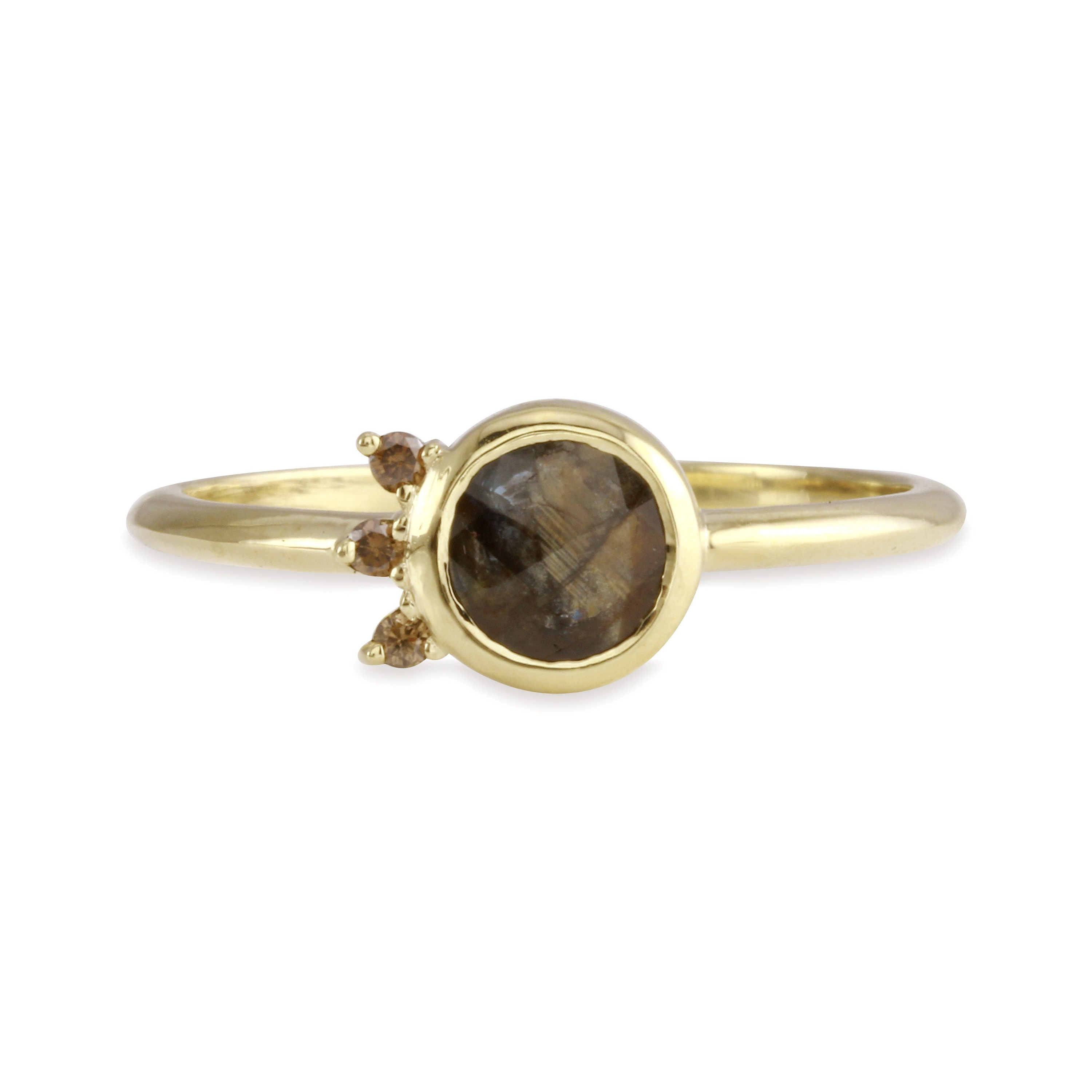 Asymmetrical Brown Sapphire Champagne Diamond Ring