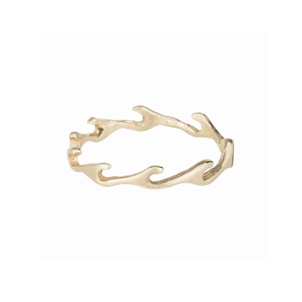Ocean Waves Yellow Gold Stacking Ring - Curated Los Angeles